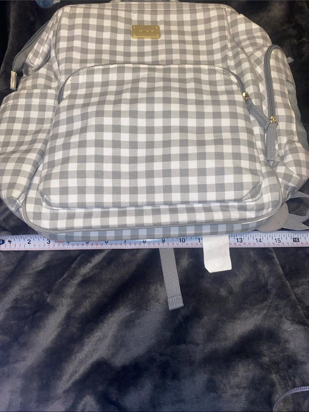 Carter's Gray and White Gingham Diaper Backpack